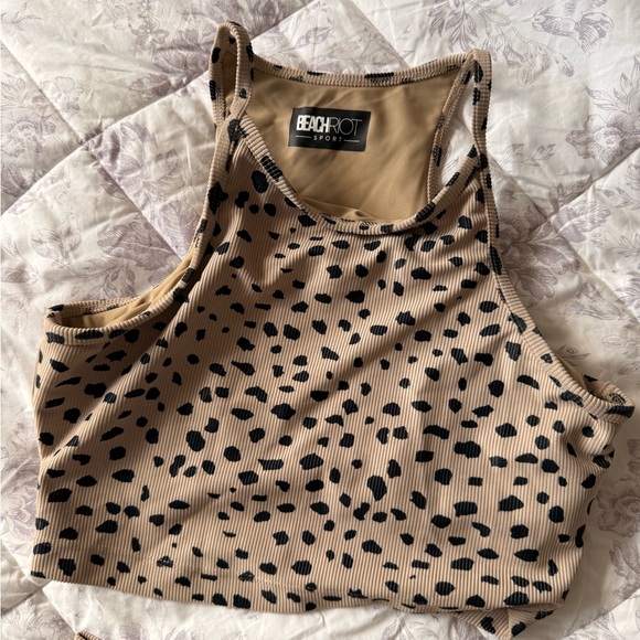 Beach Riot Tan and Black Leopard Ribbed Set - Picture 3 of 4